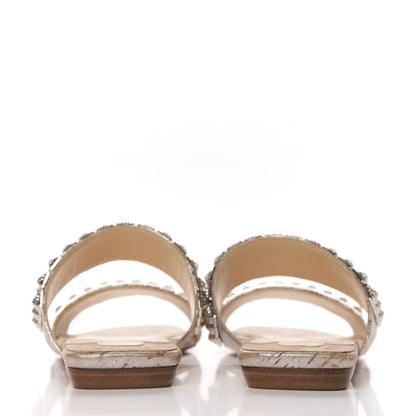 Christian Louboutin Liege Pepite Studded Myriadiam Flat Slide Sandals 39 Silver 5 of 8