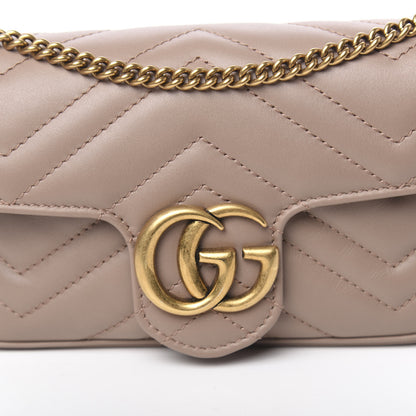 Gucci Calfskin Matelasse Super Mini GG Marmont Shoulder Bag Porcelain Rose 10 of 10