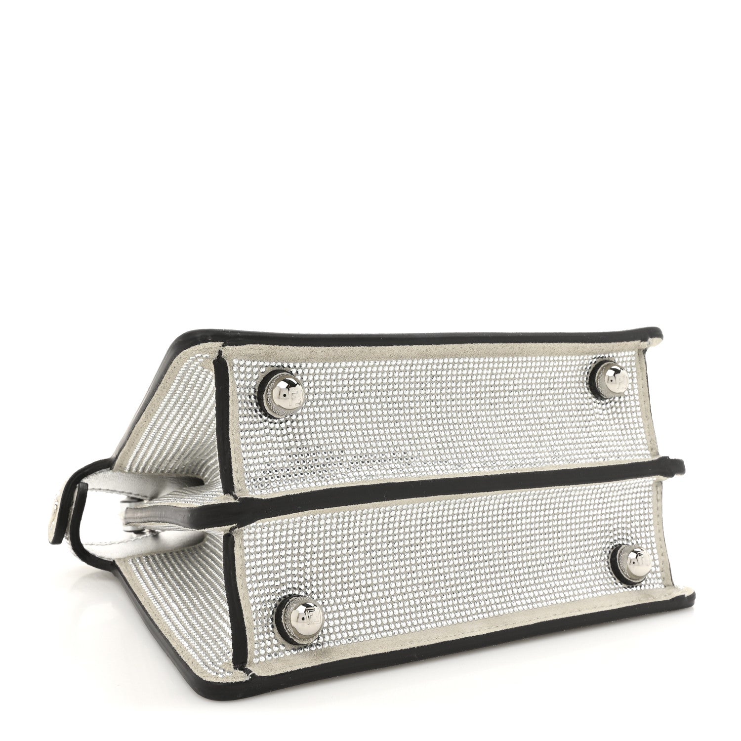 Fendi Crystal Vitello Laminato FF Petite Peekaboo I SEE U Satchel Crystal Argento 4 of 13
