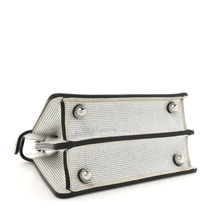 Fendi Crystal Vitello Laminato FF Petite Peekaboo I SEE U Satchel Crystal Argento 4 of 13