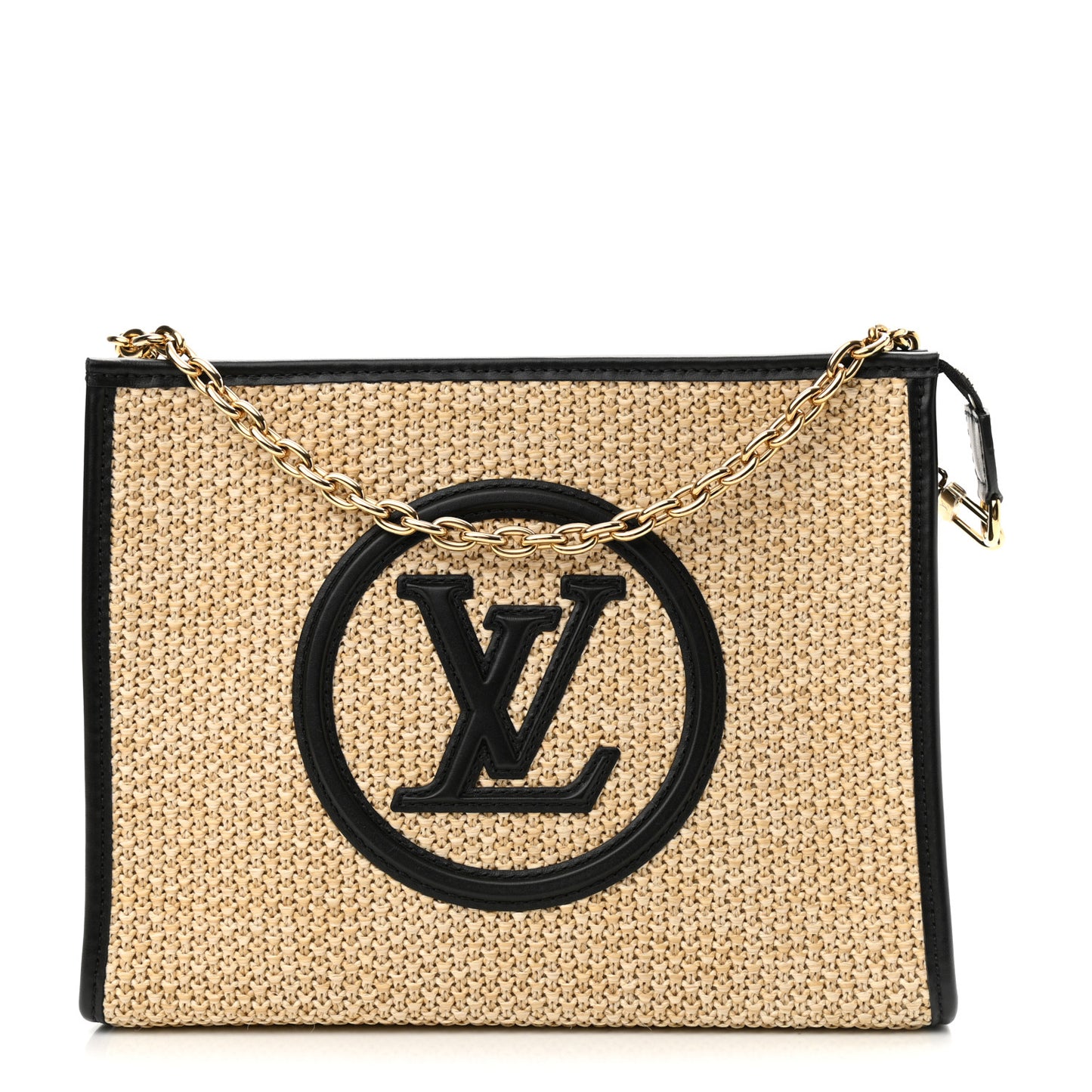 Raffia Calfskin Monogram Giant Pouch