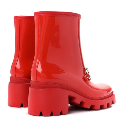 Gucci Rubber Womens Horsebit Ankle Boots 37 Maple Red 4 of 8
