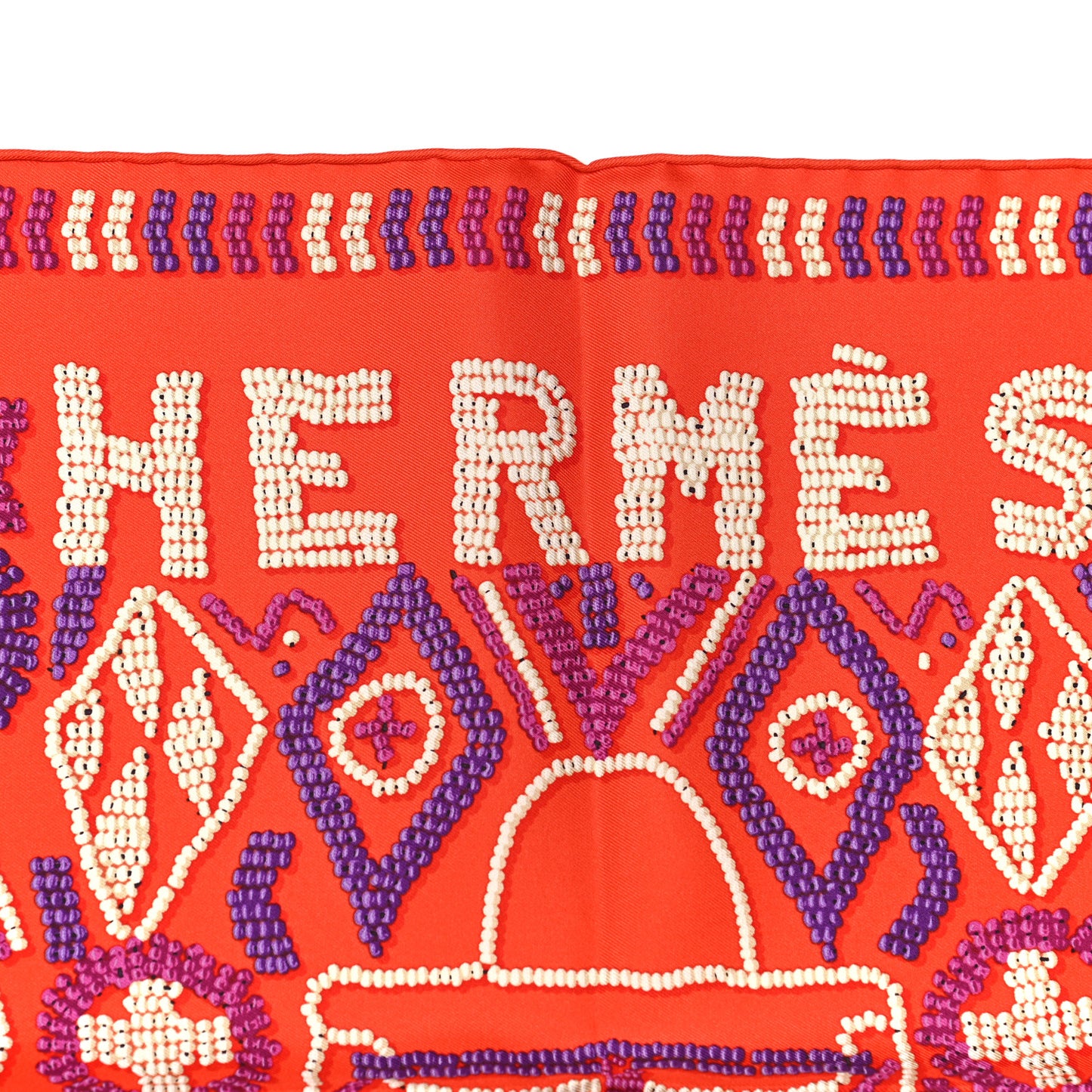 Silk Gavroche Kelly en Perles Pocket Square Scarf Vermillion Violet