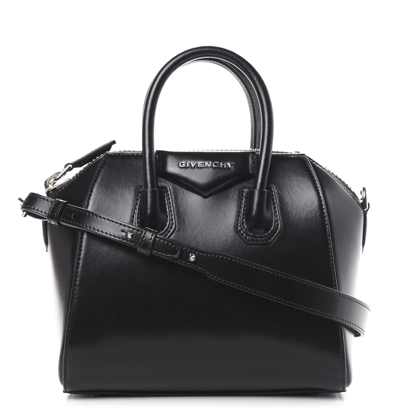 Shiny Lord Calfskin Mini Antigona Black