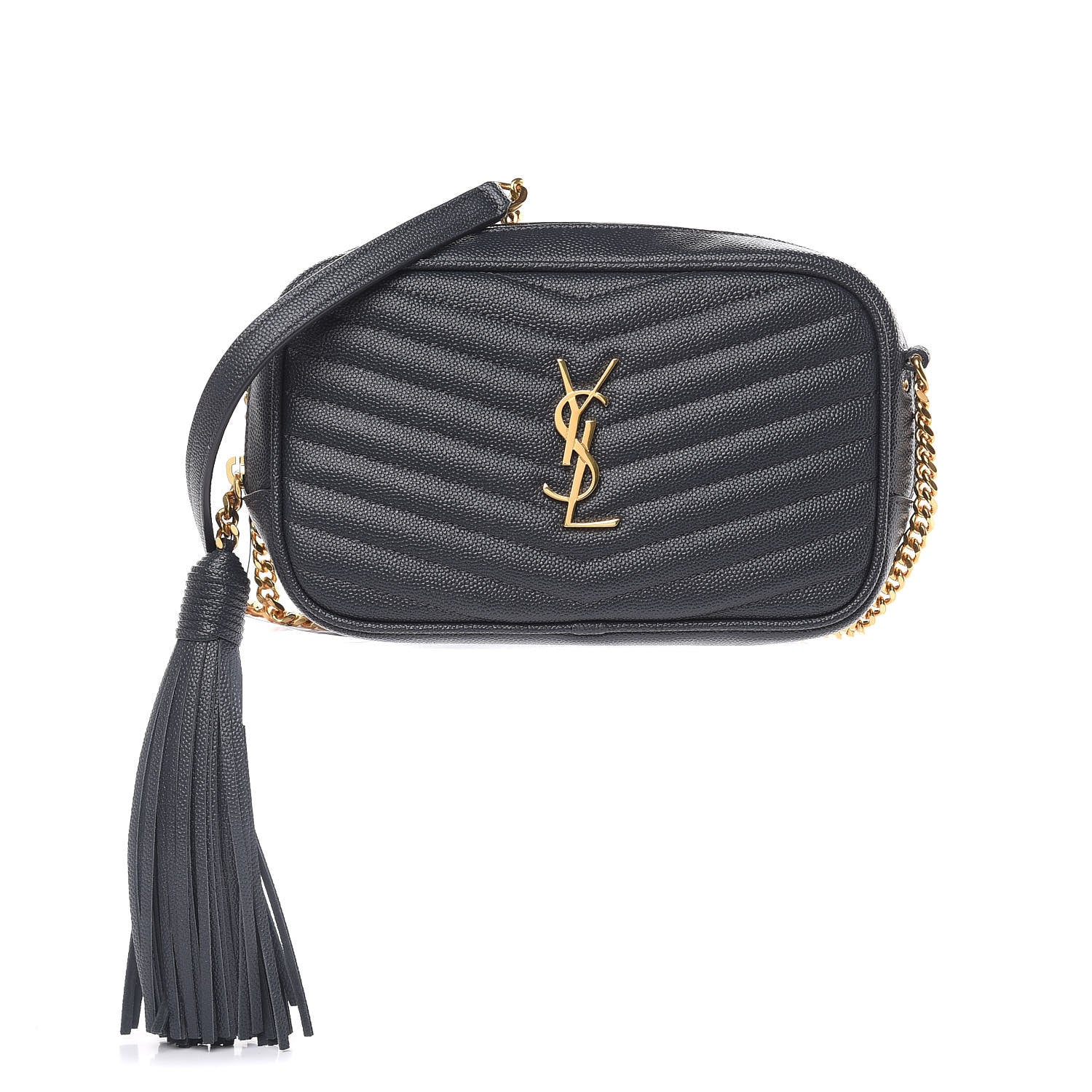 Saint Laurent Grain De Poudre Matelasse Monogram Mini Lou Camera Bag Dark Smog 1 of 9