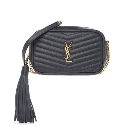 Saint Laurent Grain De Poudre Matelasse Monogram Mini Lou Camera Bag Dark Smog 1 of 9