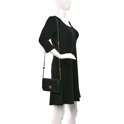 Chanel Lambskin Quilted Enamel CC Wallet on Chain WOC Black 2 of 12