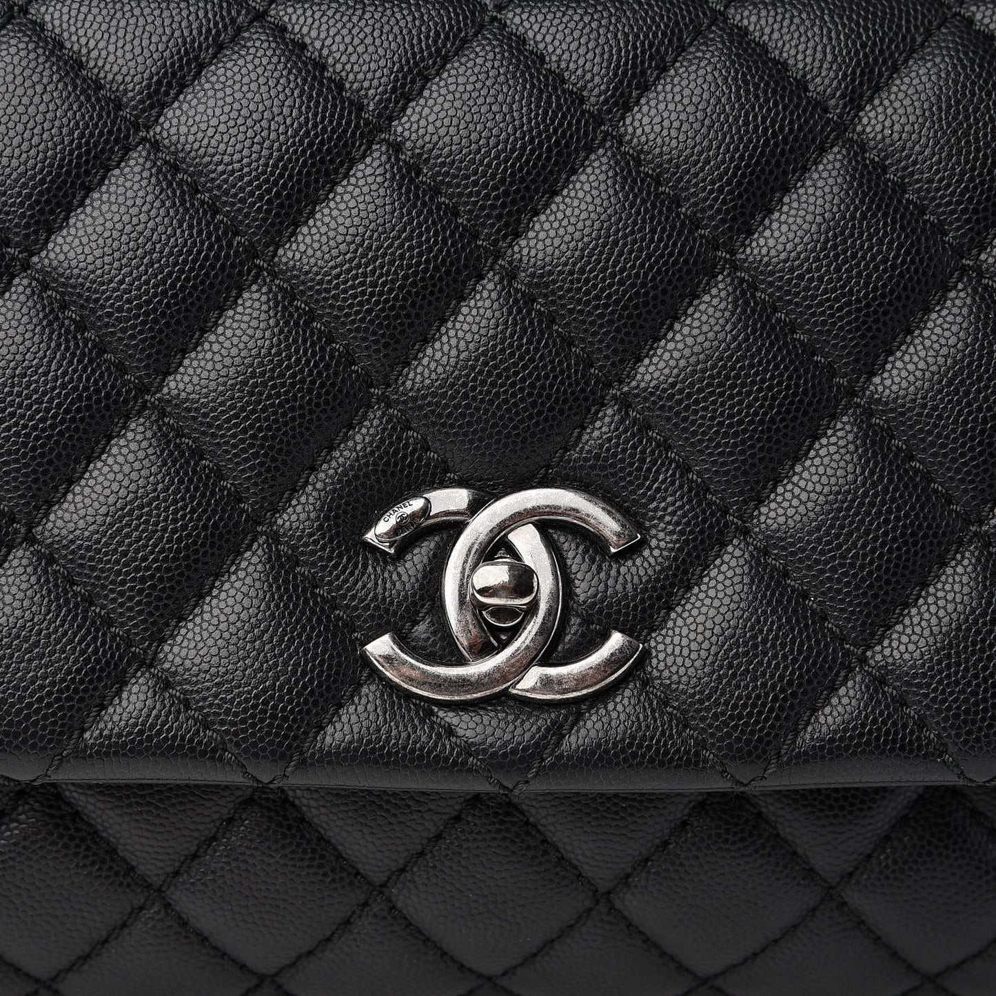 Caviar Quilted Small Coco Handle Flap Black