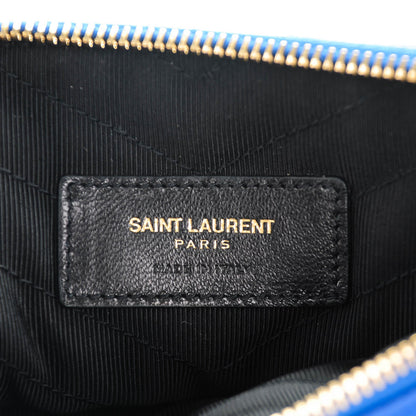 Saint Laurent Calfskin Matelasse Chevron Monogram A5 Wristlet Blue Majorelle 7 of 7