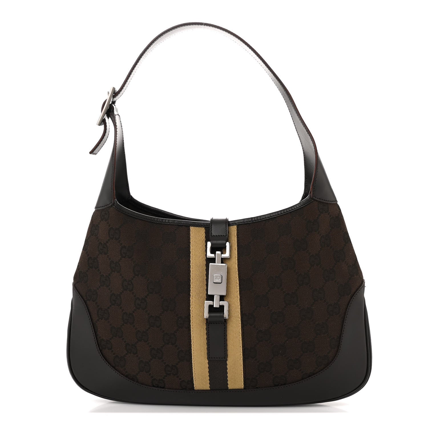 Gucci Monogram Small Jackie O Hobo Dark Brown 1 of 14