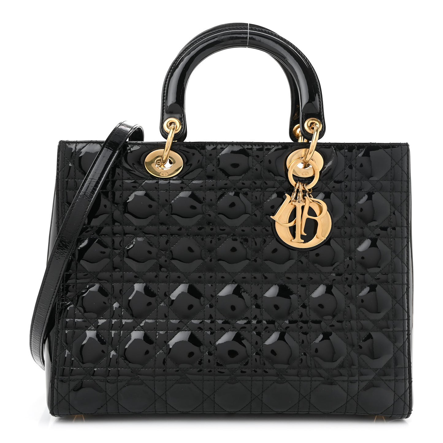 Patent Cannage Large Lady Dior Black