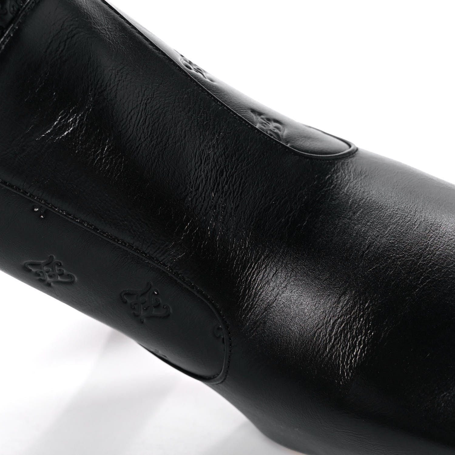 Fendi Vitello Karligraphy Embossed FFreedom Knee High Boots 39.5 Black 8 of 10