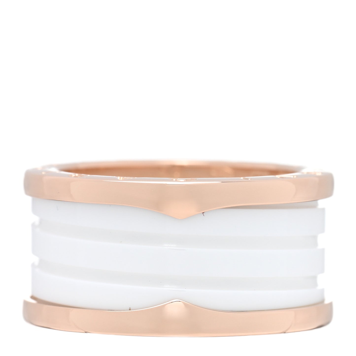 18K Rose Gold White Ceramic B.Zero1 Four-Band Ring 59 8.75