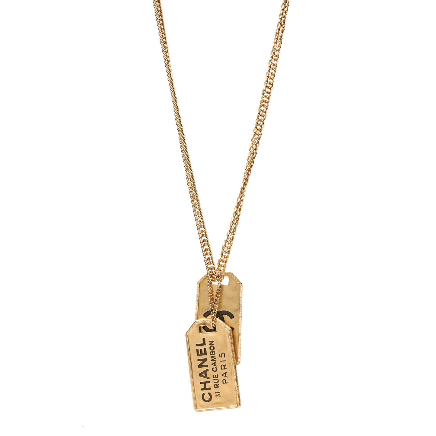 ID Dog Tag Charm Necklace Gold