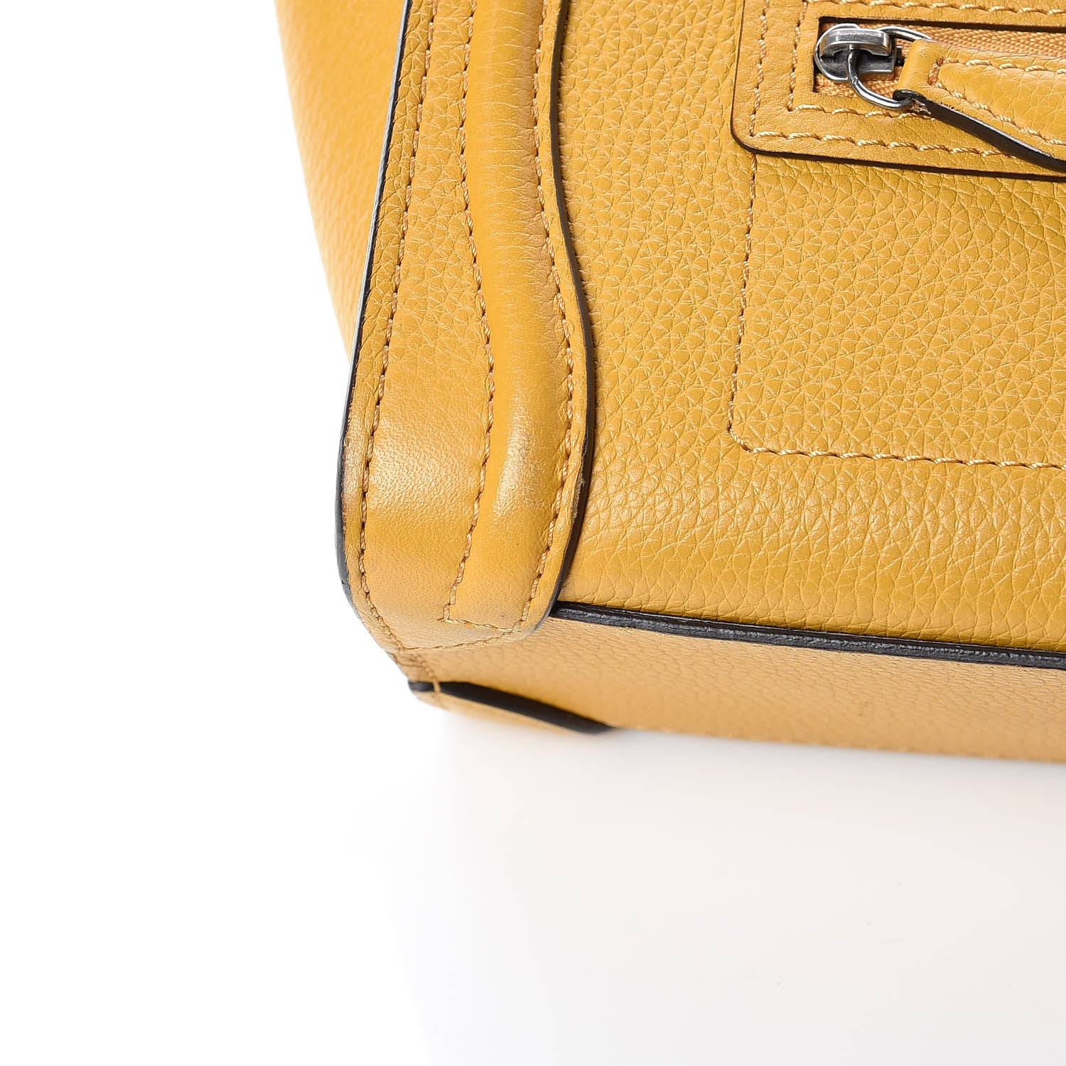 Celine Drummed Calfskin Nano Luggage Ocre 10 of 18