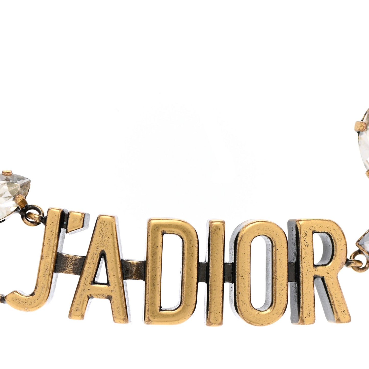 Metal Crystal J'Adior Laurier Choker Necklace Antique Gold