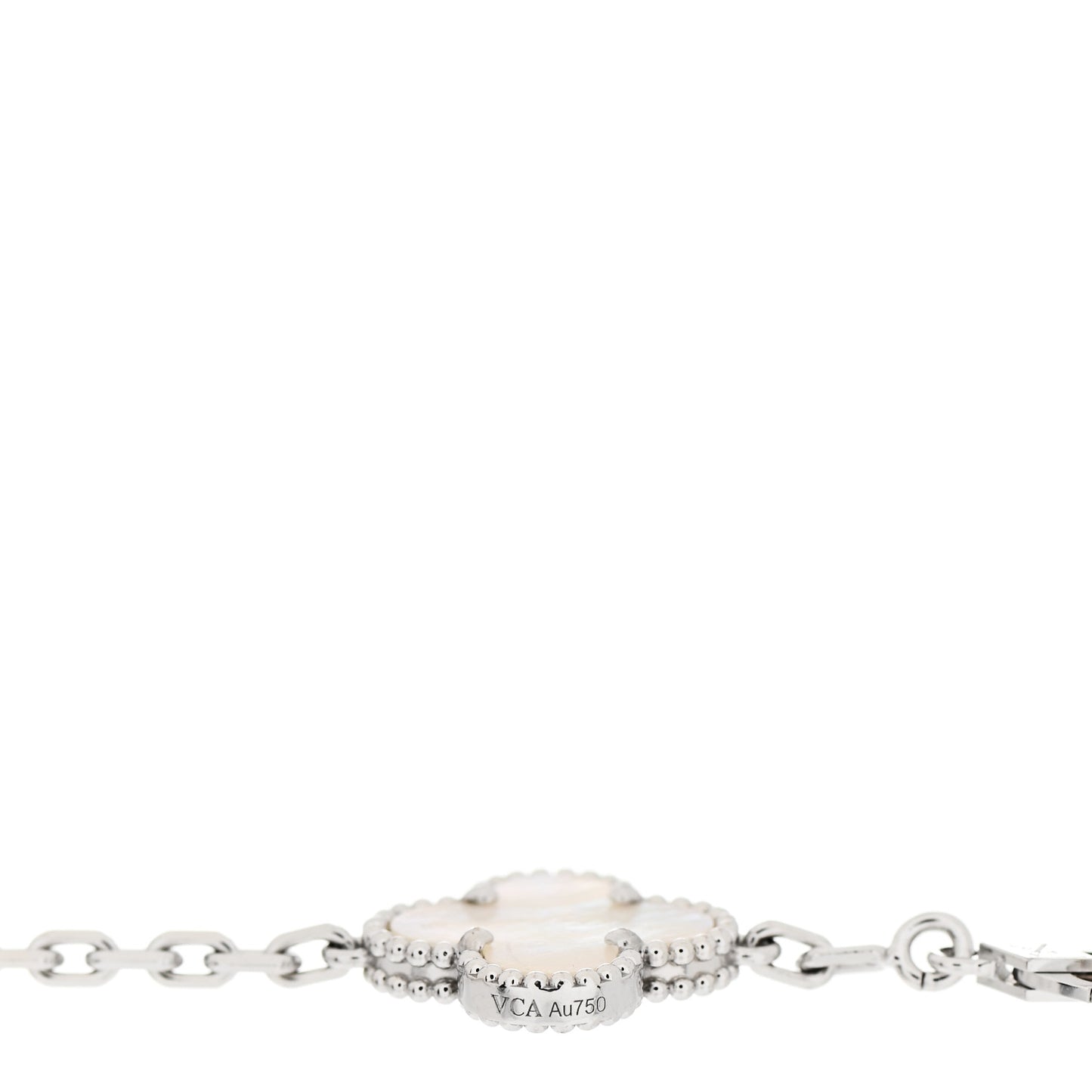 18K White Gold Mother of Pearl 5 Motifs Vintage Alhambra Bracelet