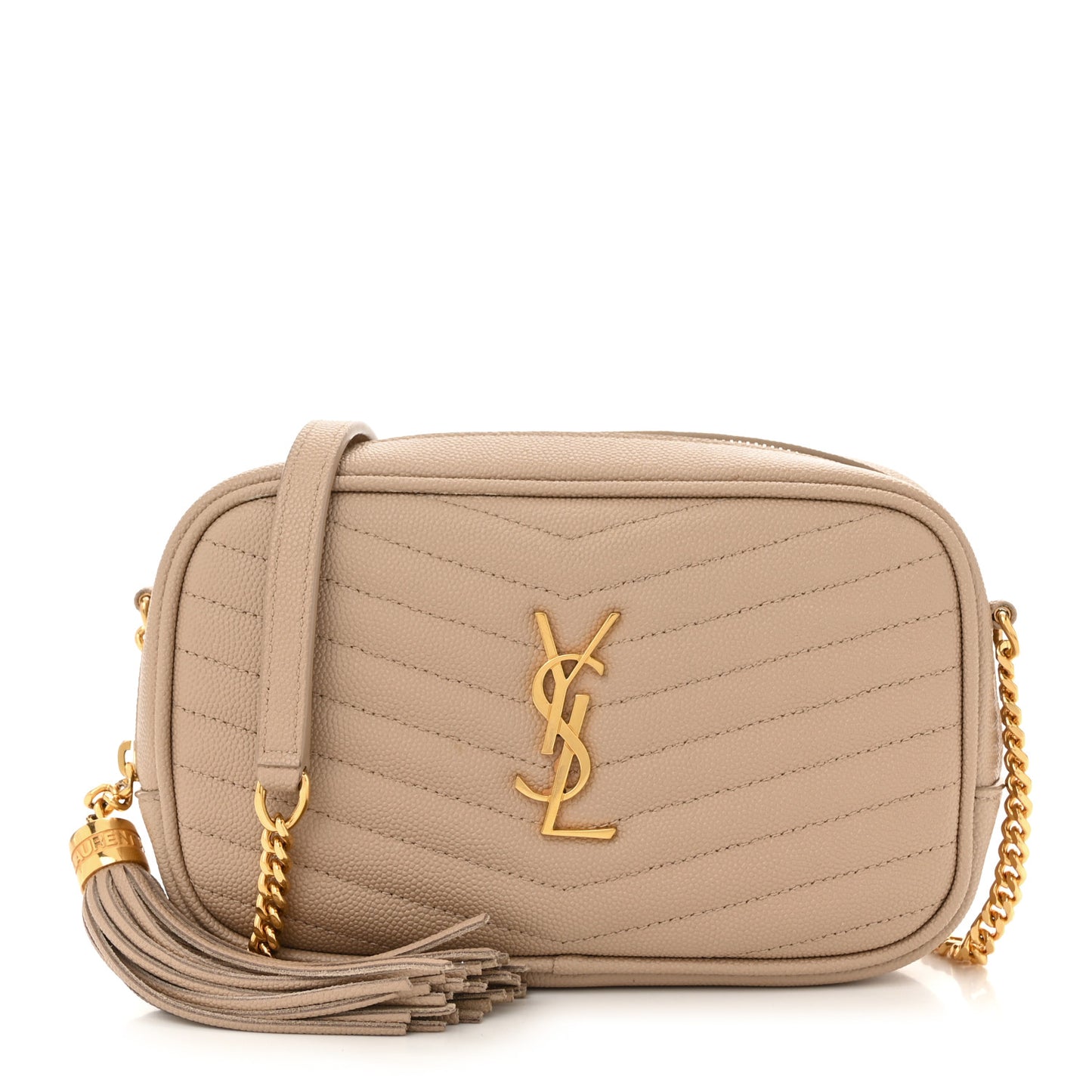 Grain De Poudre Matelasse Monogram Mini Lou Camera Bag Dark Beige