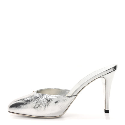 Chanel Metallic Goatskin CC Mules 37.5 Silver 1 of 10
