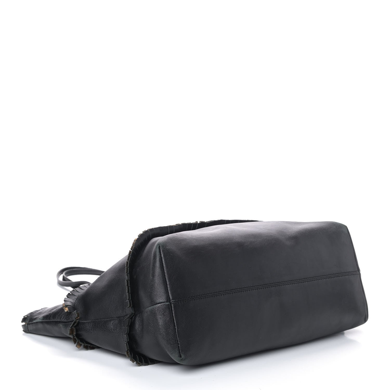 Fendi Calfskin Ruffle Roll Tote Black 3 of 7