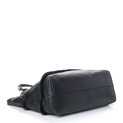Fendi Calfskin Ruffle Roll Tote Black 3 of 7