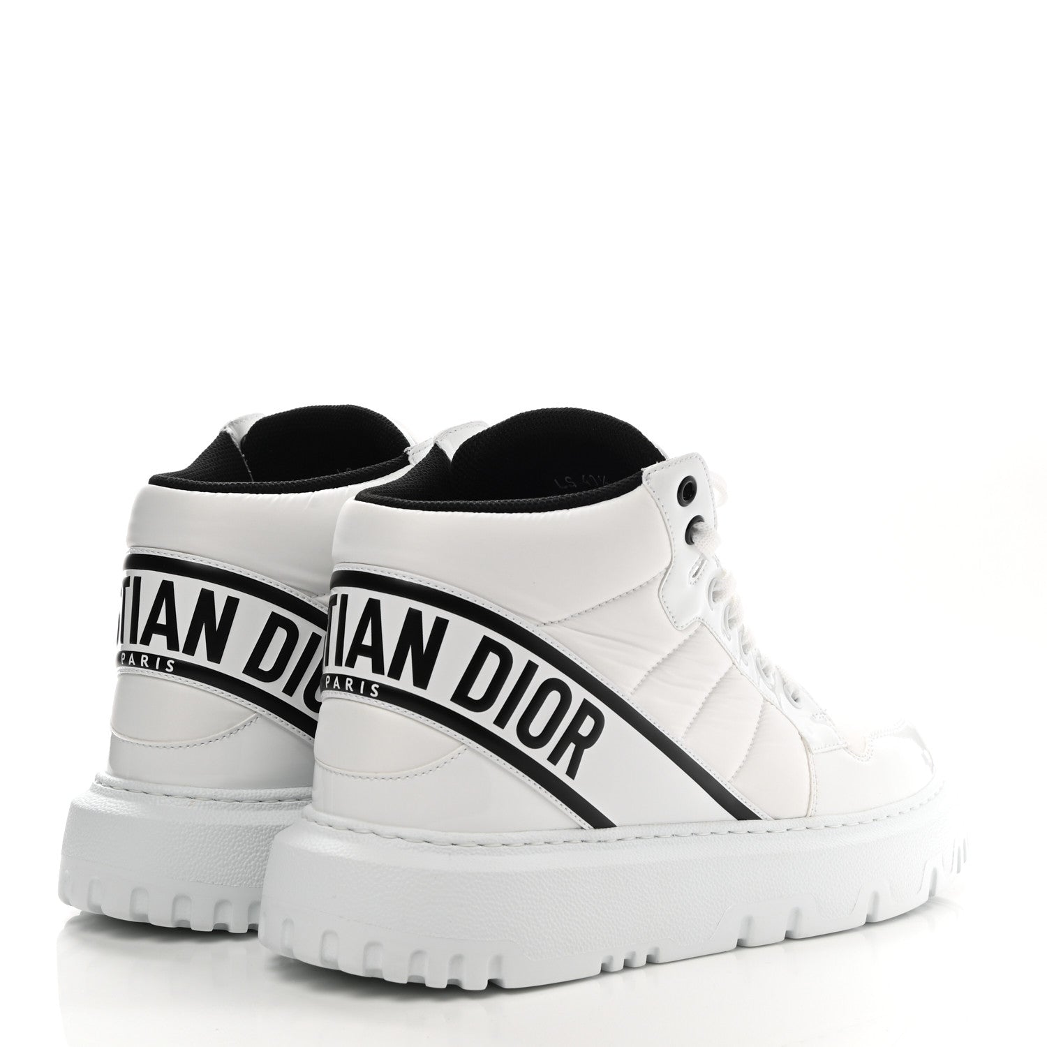 Christian Dior Nylon Fabric Womens D-Player High Top Sneakers 40.5 White Black 4 of 9