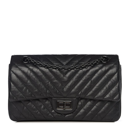 Chanel Aged Calfskin Chevron Quilted 2.55 Reissue 225 Flap So Black 1 of 10