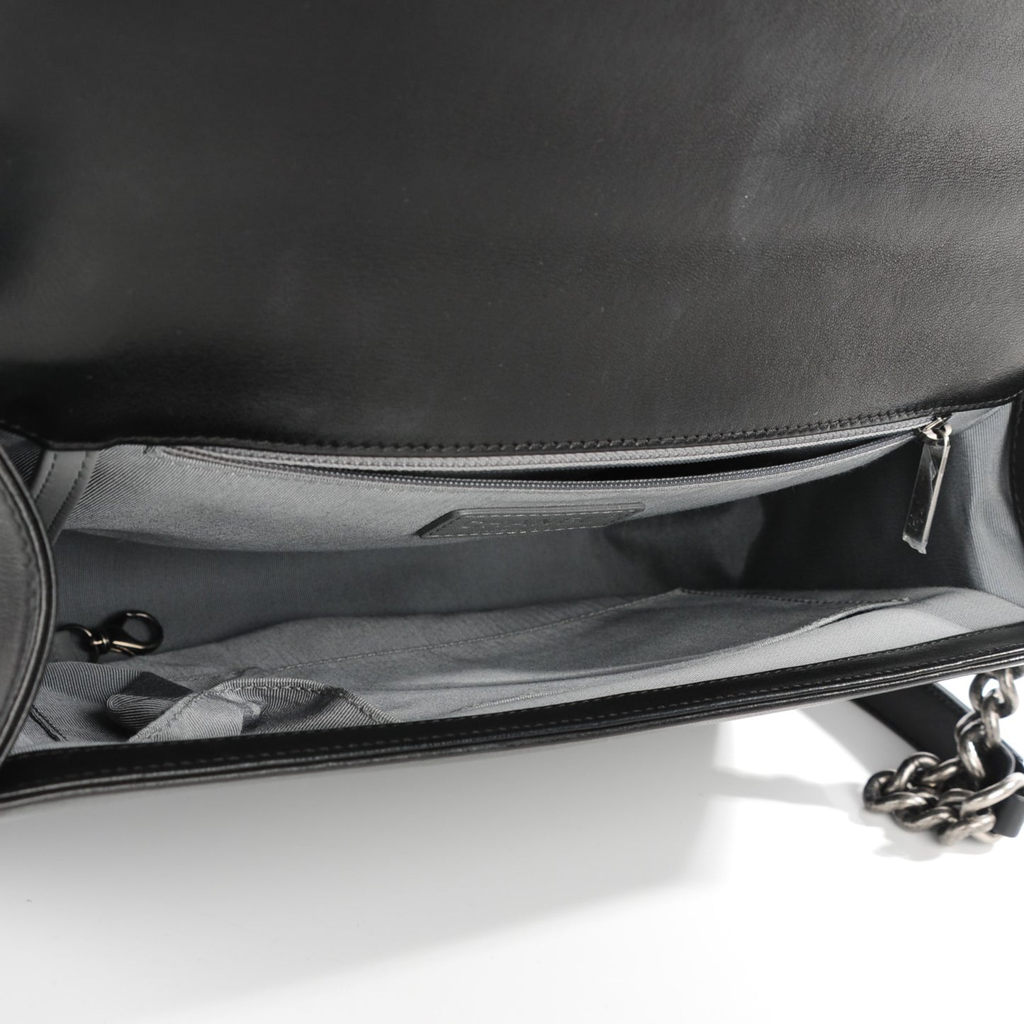 Lambskin Quilted Large Boy Flap Black