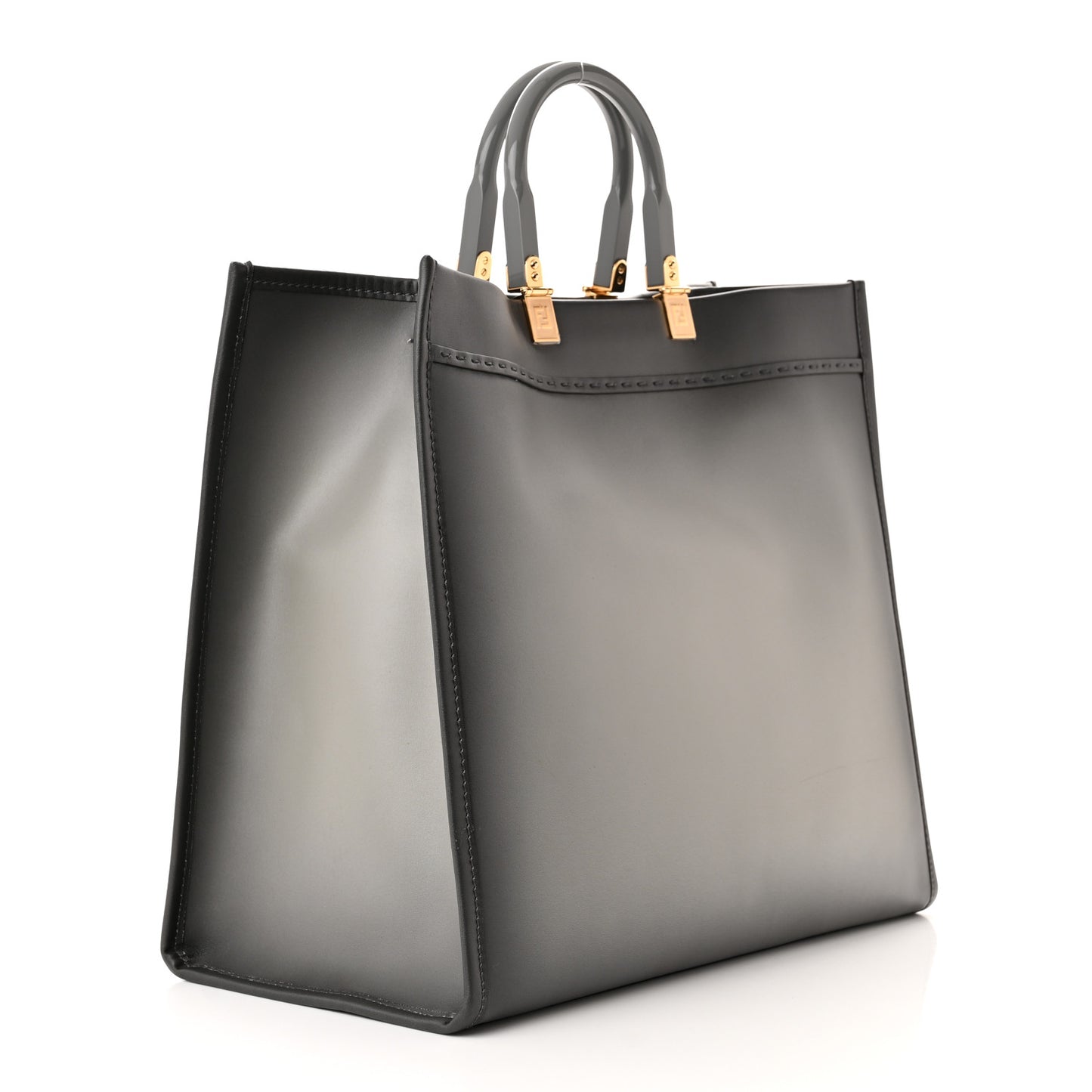 Vitello King Tamponato Plexiglass Logo Embossed Large Fendi Sunshine Shopper Tote Ghiaccio