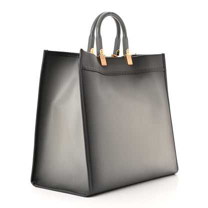 Fendi Vitello King Tamponato Plexiglass Logo Embossed Large Fendi Sunshine Shopper Tote Ghiaccio 3 of 10
