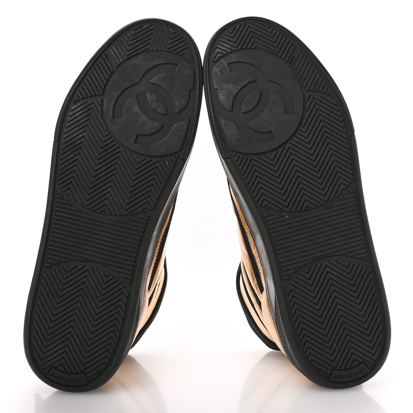 Metallic Satin Lambskin Logo High Top Sneakers 38 Gold Black