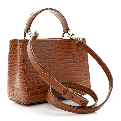 Jimmy Choo Calfskin Crocodile Embossed Mini Varenne Top Handle Tan 3 of 10