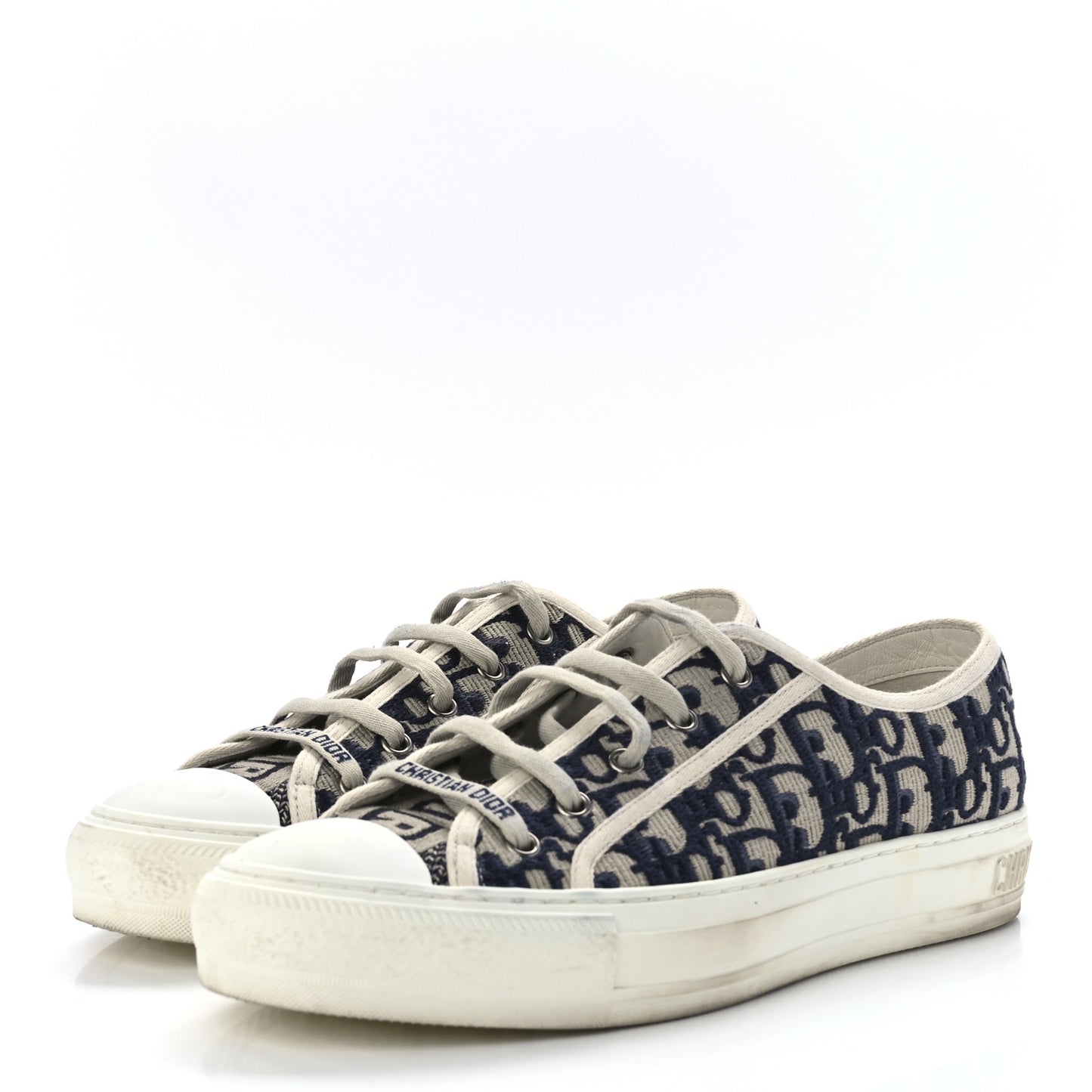 Canvas Oblique Womens Walk'N'Dior Low Top Sneakers 39 Deep Blue