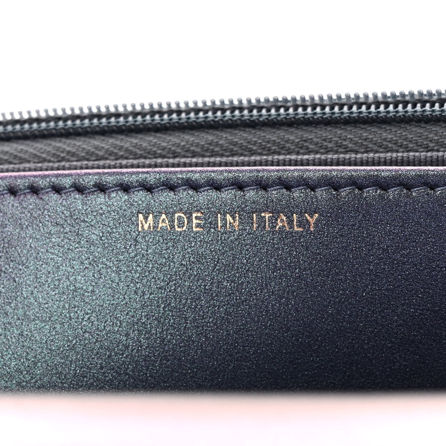Iridescent Caviar Quilted Wallet on Chain WOC Dark Blue