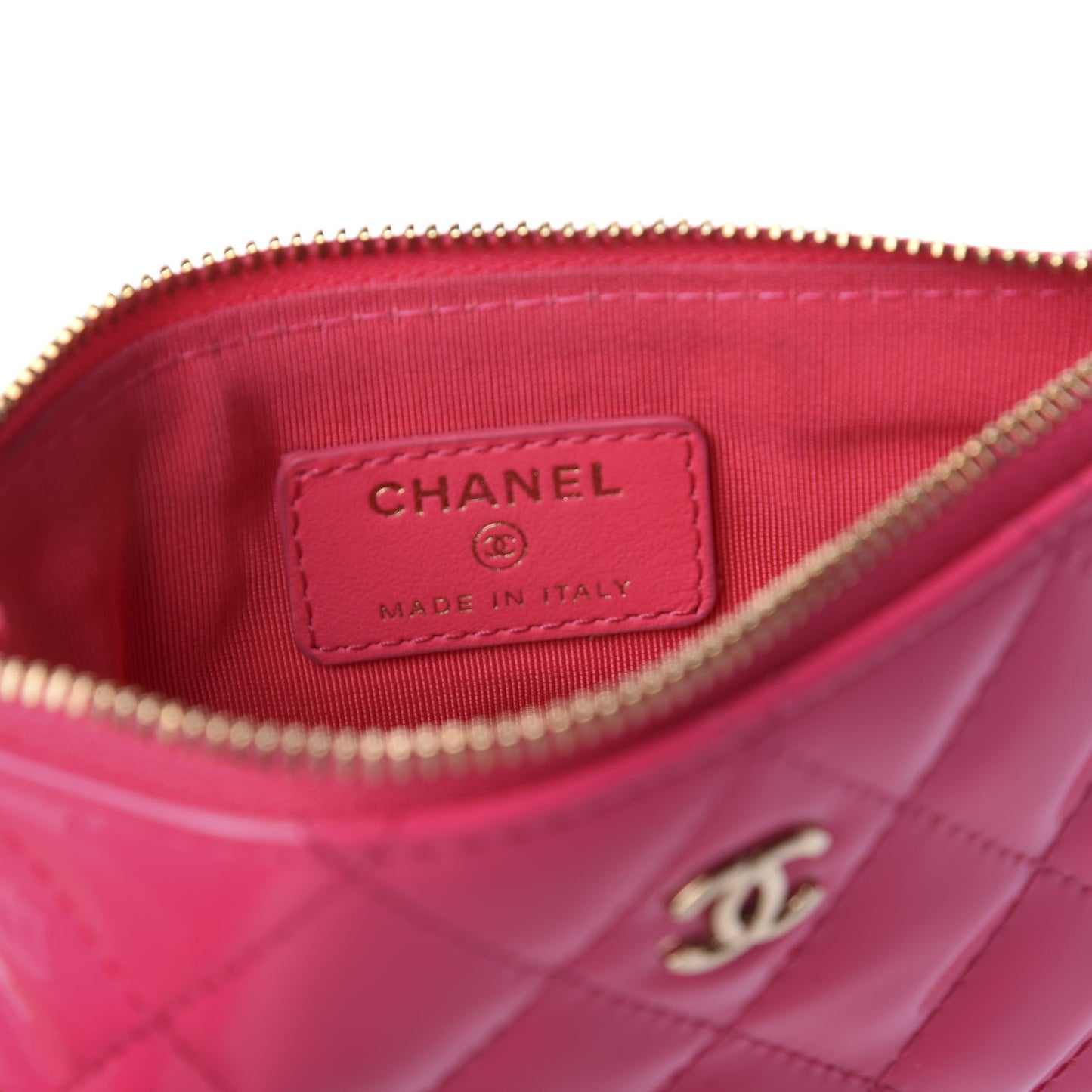 Patent Quilted Small Cosmetic Case Pink