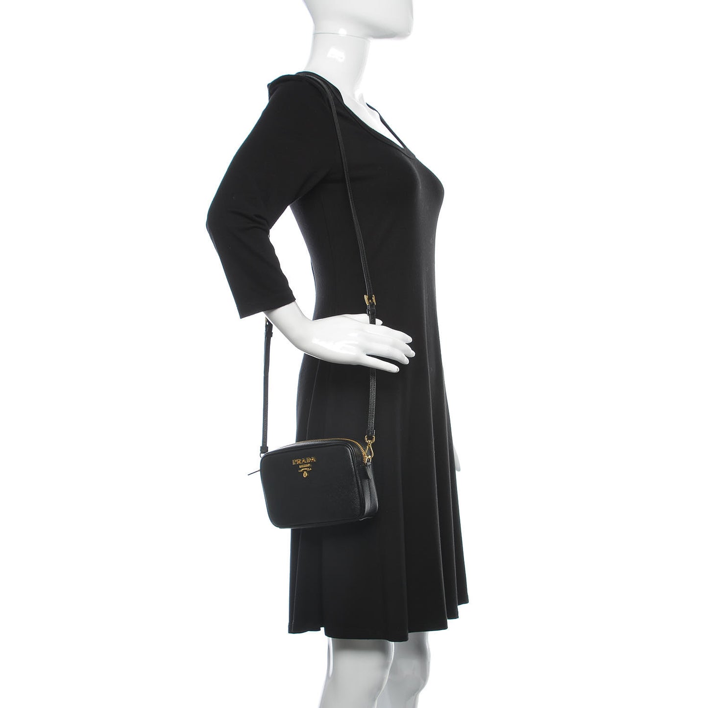 Saffiano Small Camera Crossbody Bag Black