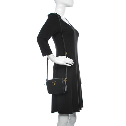 Prada Saffiano Small Camera Crossbody Bag Black 2 of 7