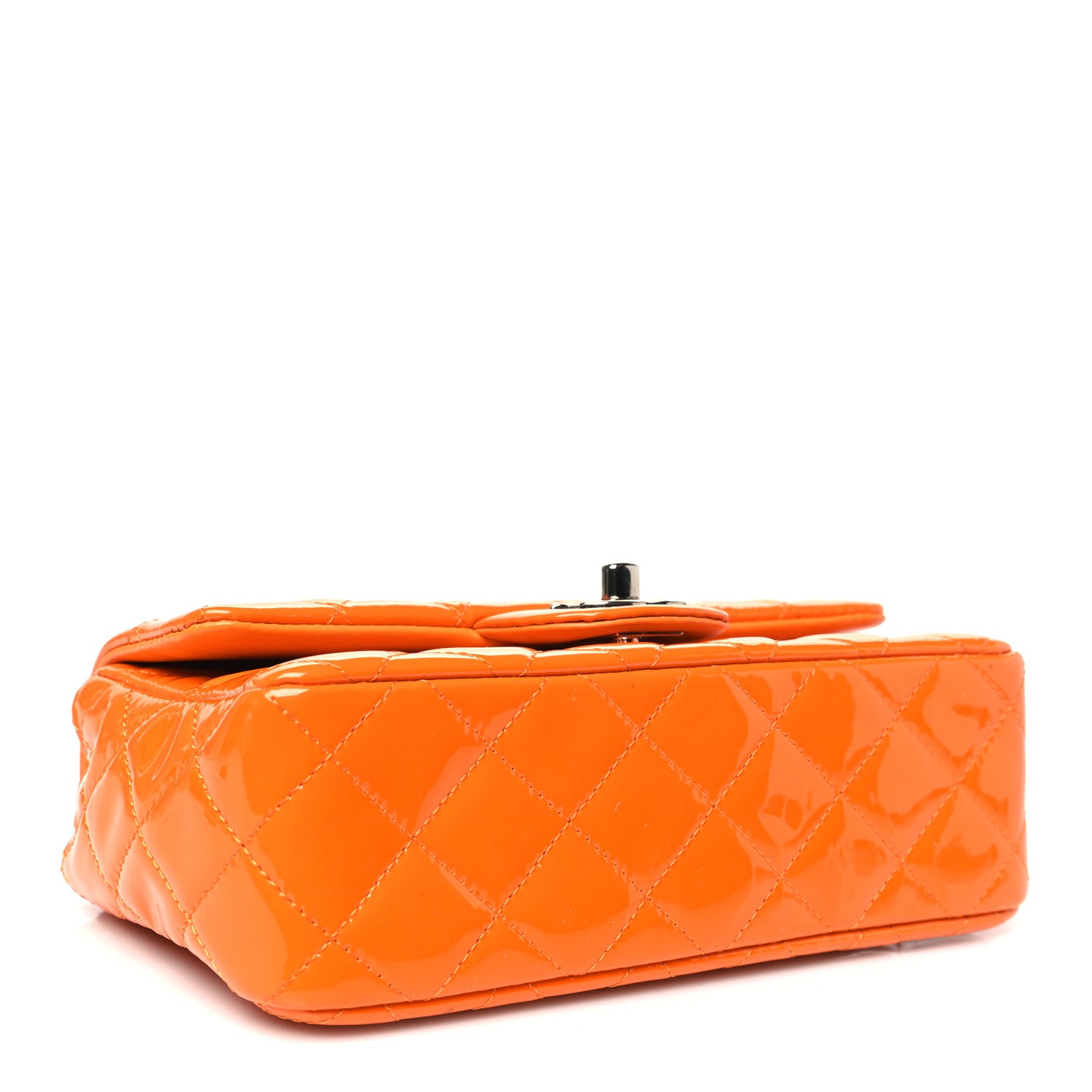 Chanel Patent Quilted Mini Rectangular Flap Orange 4 of 13