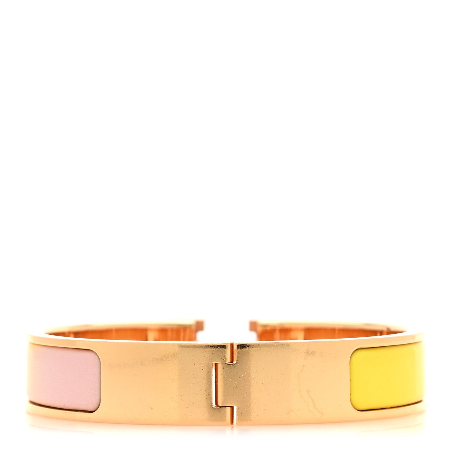 Hermes Enamel Narrow Clic Clac H Fusion Bracelet PM Rose Candeur Jaune Tennis 3 of 4