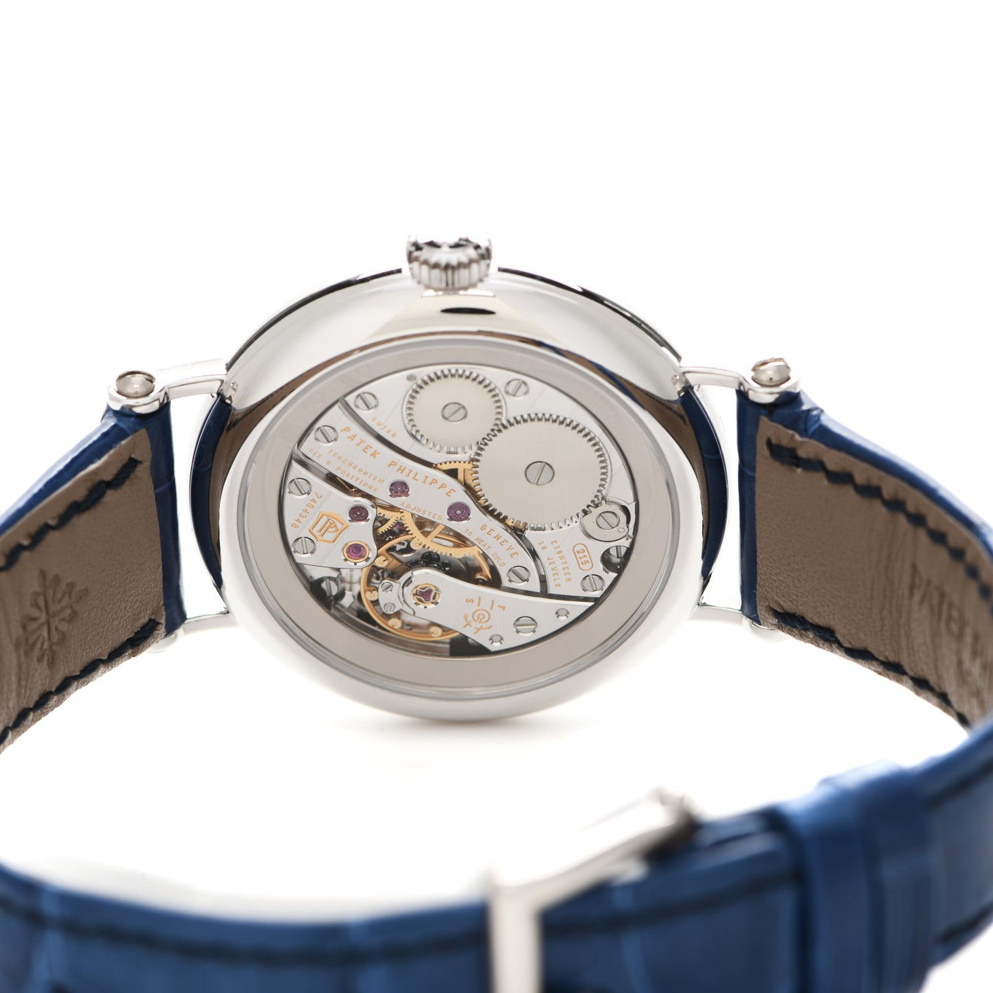 18K White Gold Alligator Diamond 33mm Complications Manual Winding Watch Blue 7121/200G-001