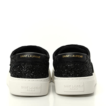 Saint Laurent Calfskin Crystal Glitter Venice Low Top Sneakers 36.5 Black 7 of 11