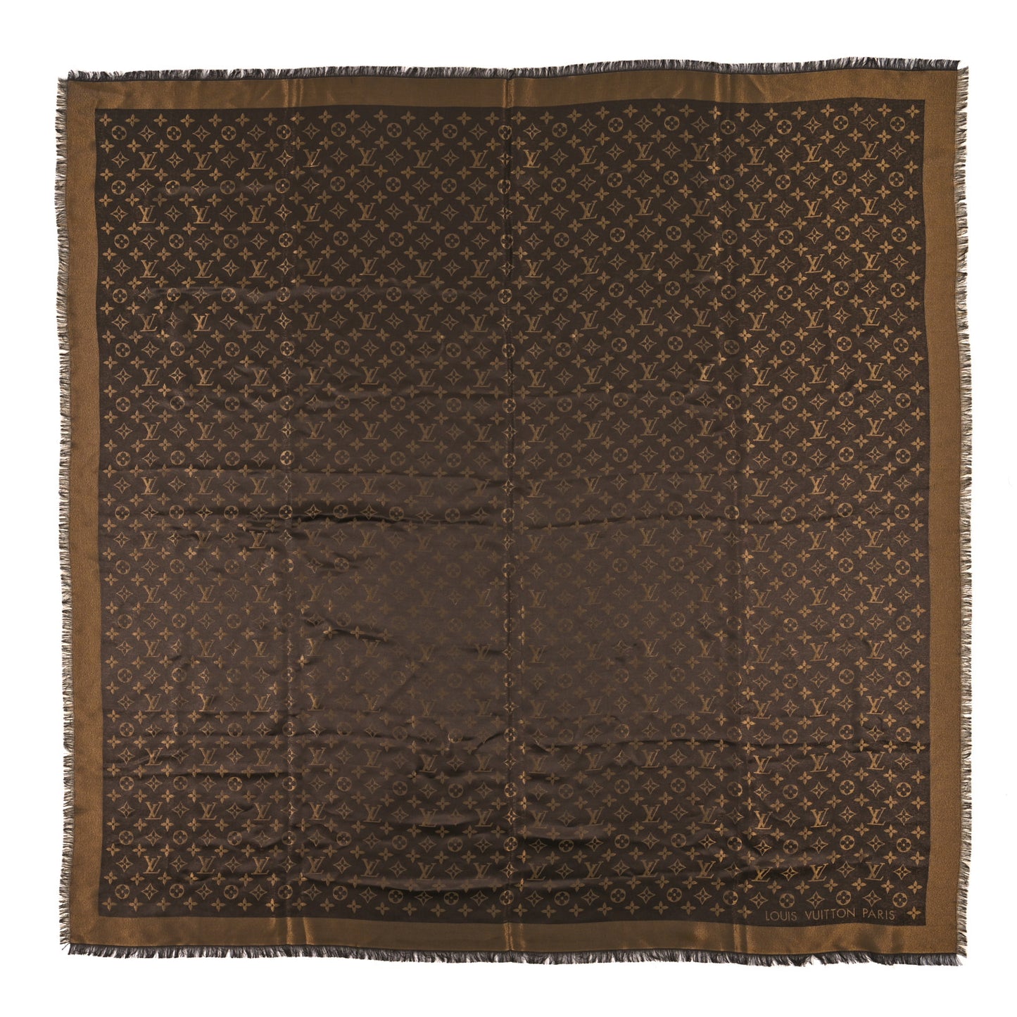 Silk Lurex Wool Monogram Shine Shawl Marron