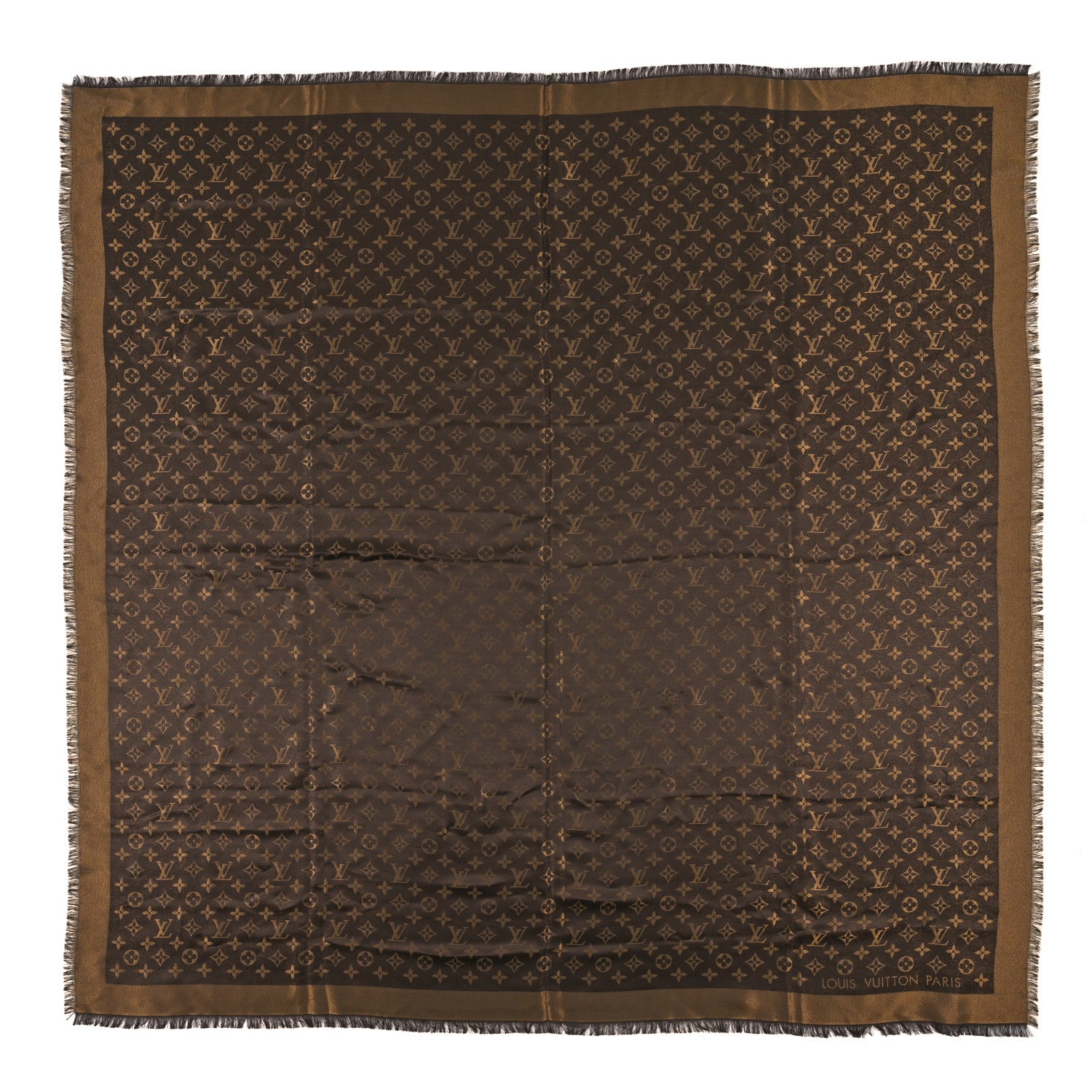 Louis Vuitton Silk Lurex Wool Monogram Shine Shawl Marron 1 of 3