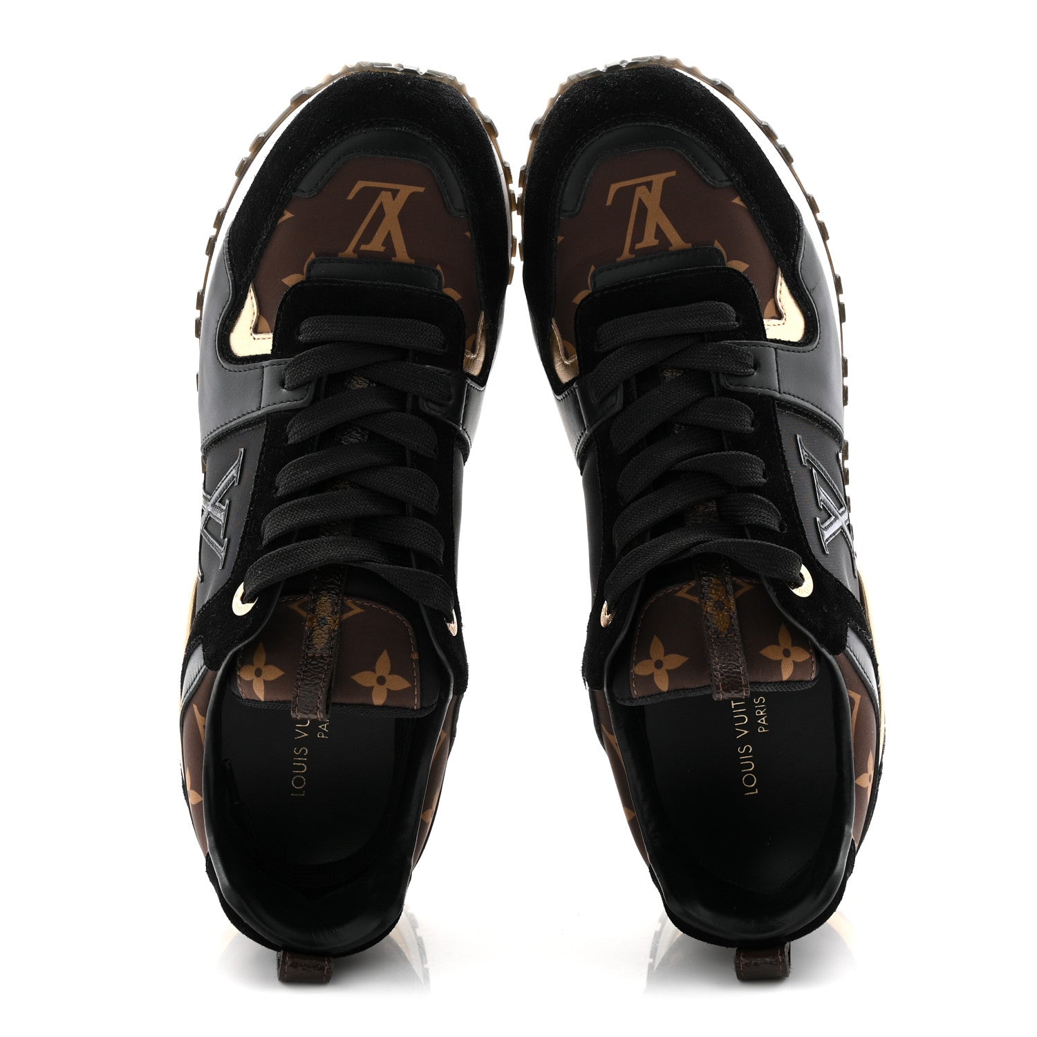 Louis Vuitton Suede Calfskin Recycled Monogram Nylon Run Away Sneakers 39 Black 5 of 9