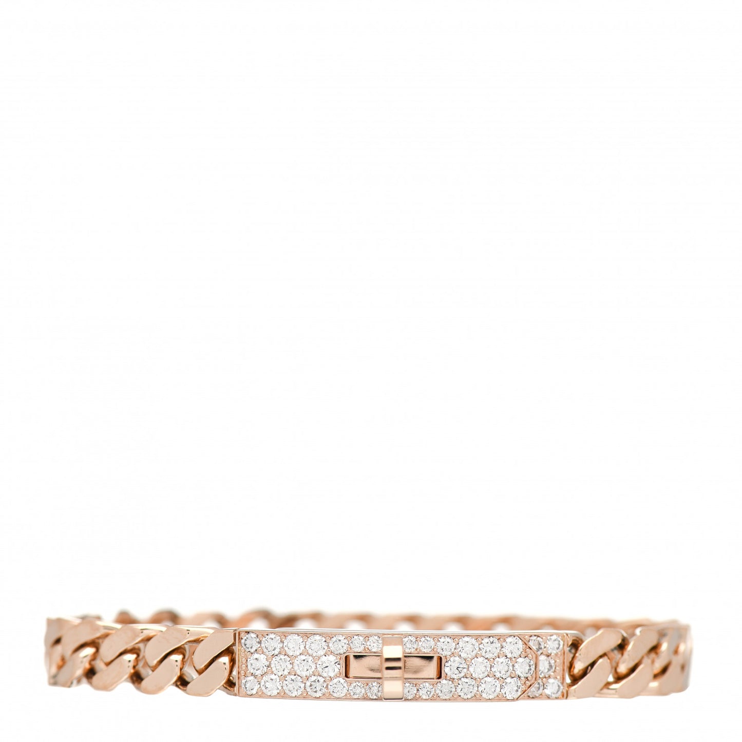 18K Rose Gold Diamond PM Kelly Gourmette Bracelet SH
