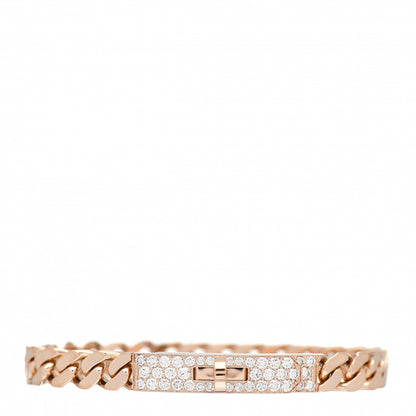 Hermes 18K Rose Gold Diamond PM Kelly Gourmette Bracelet SH 2 of 5