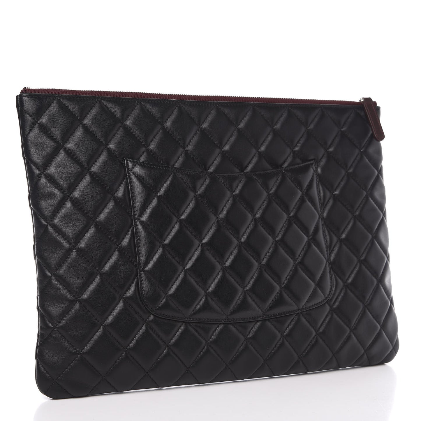 Lambskin Quilted Large Cosmetic Case Black