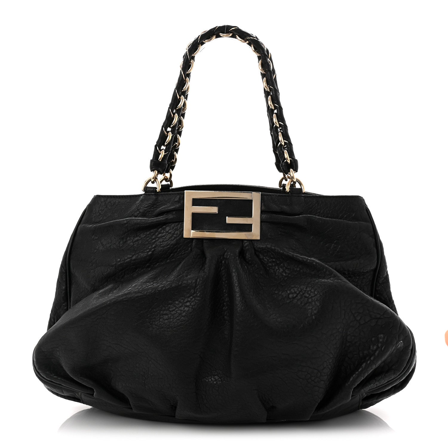 Fendi Crinkled Lambskin Mia Tote Black 1 of 9