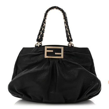 Fendi Crinkled Lambskin Mia Tote Black 1 of 9