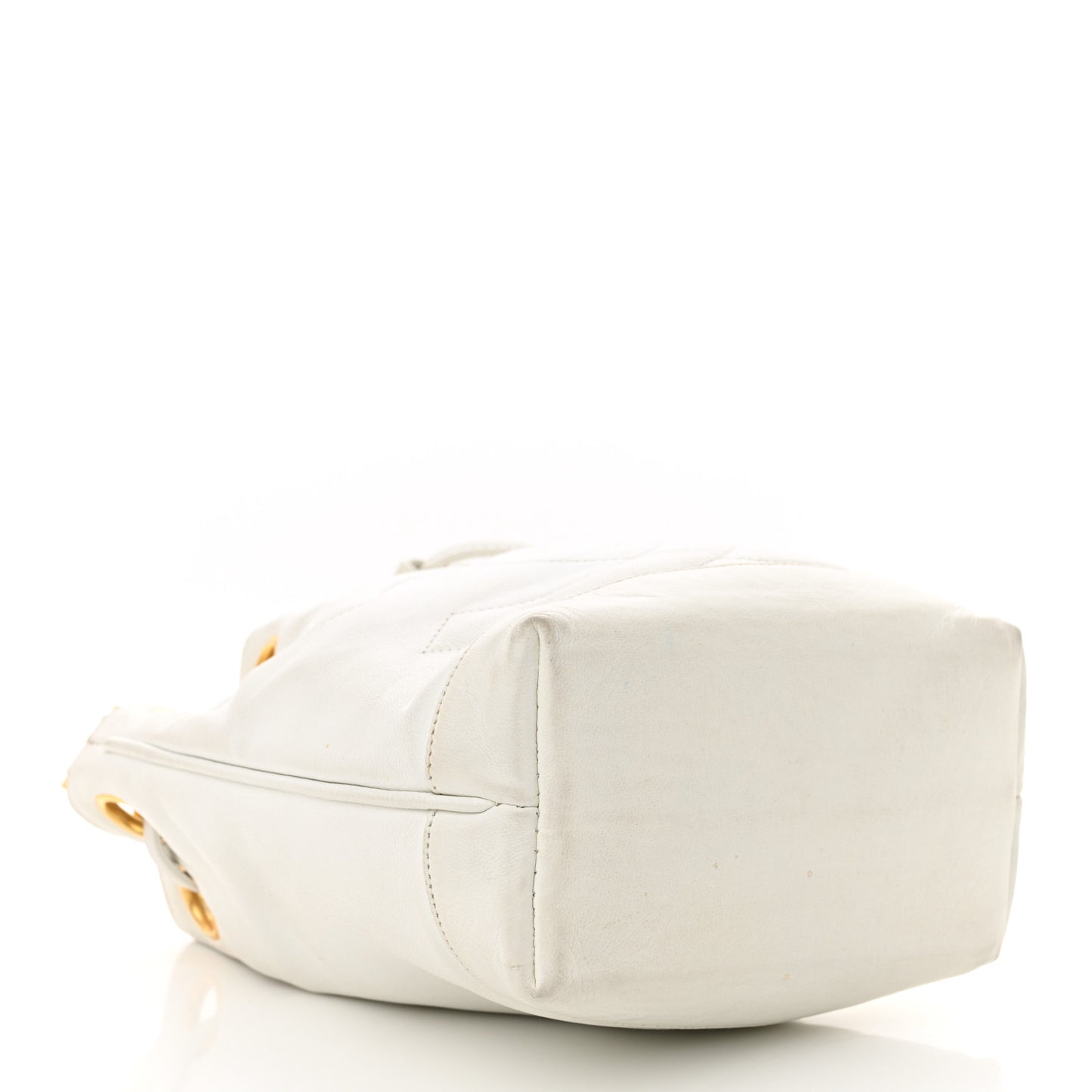 Lambskin CC Drawstring Bucket Bag White